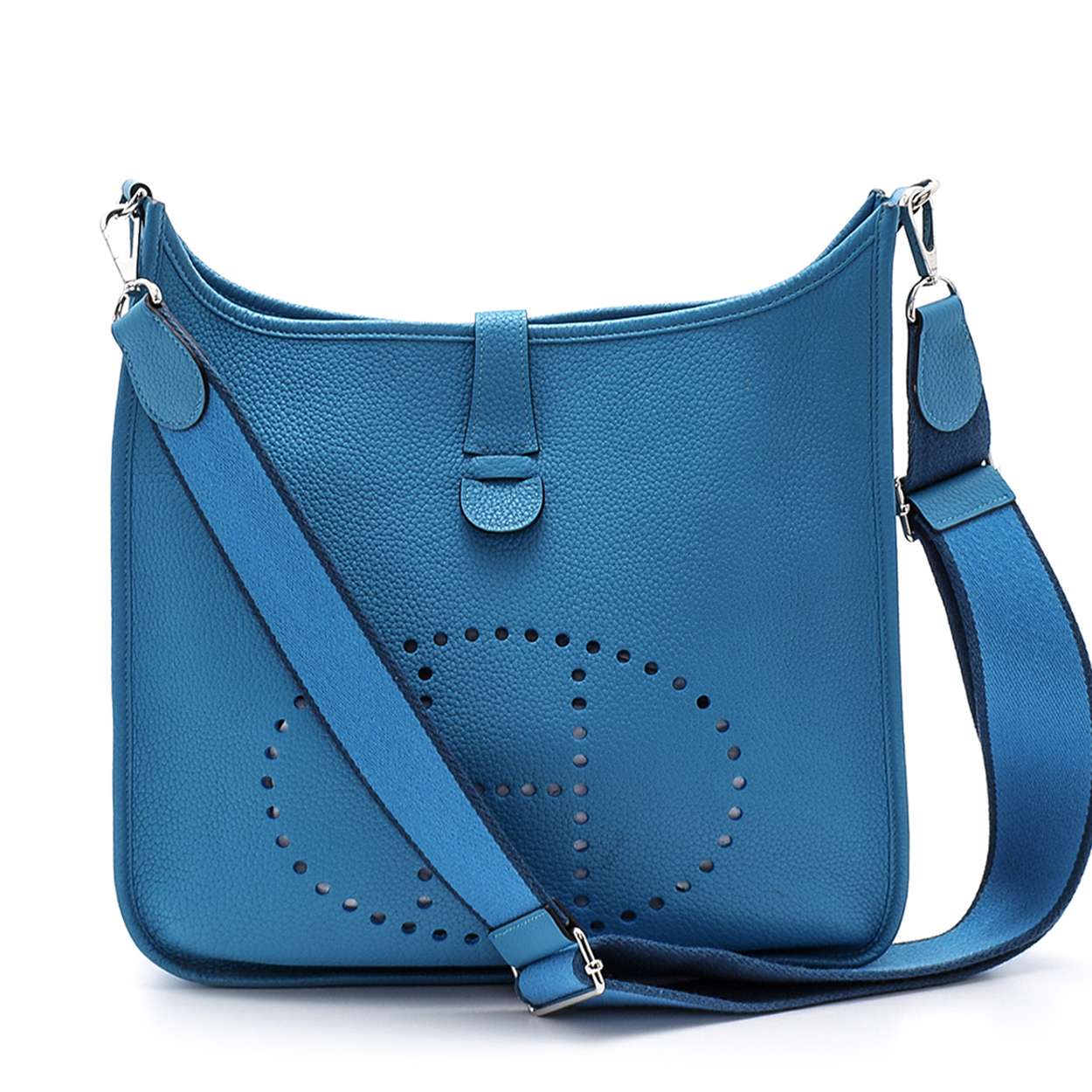 Hermes - Blue Clemence Leather Evelyne Bag 